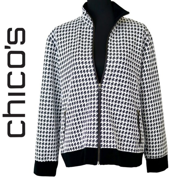 Chico's Jackets & Blazers - 🎉HP NWT Chico’s Travelers Sparkle Houndstooth Roberto Jacket Chico’s 2 / 12 L